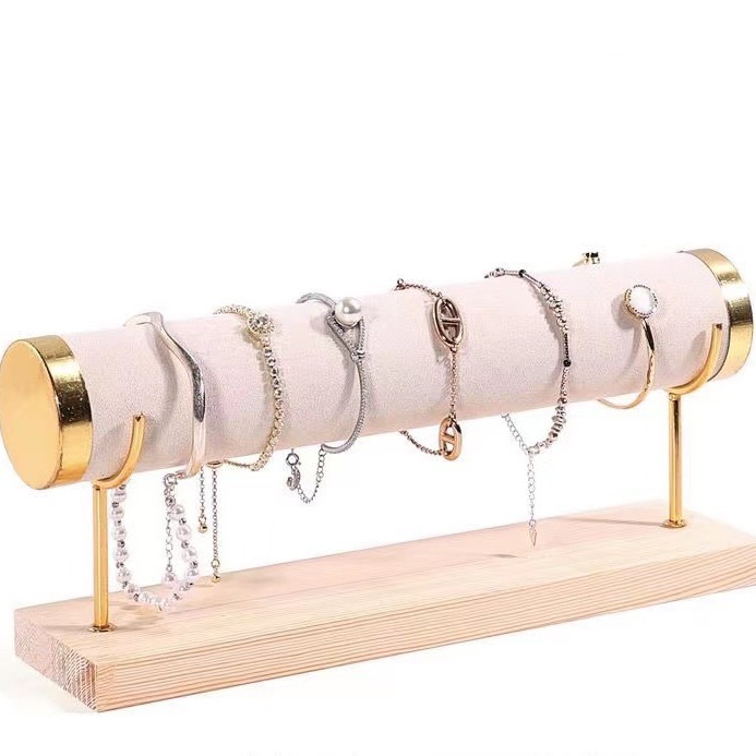 Solid Wood single-layer flannel jewelry display rack jewelry storage rack head flower bracelet watch bracelet display rack wholesale