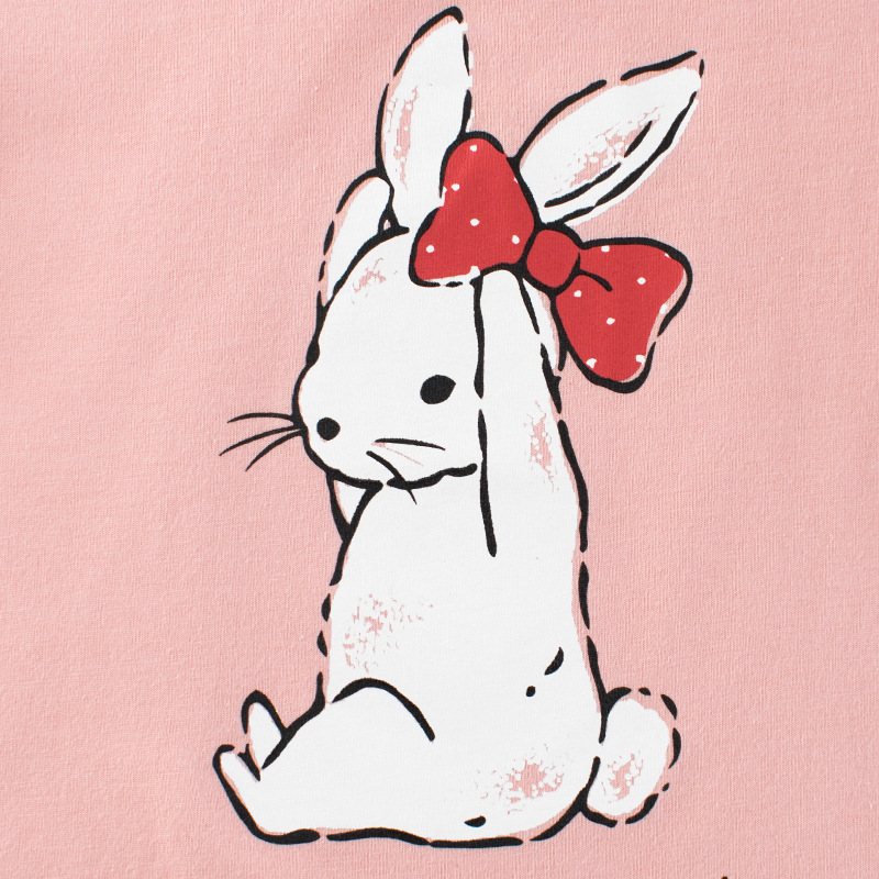 2024 summer cartoon rabbit children's short sleeve T-shirt 27home Korean children's clothing girls jacket a generation of hair