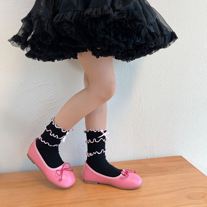 hotmoon New Japanese Style Three-Layer Fungus Lace Bow Princess Female Children's Baby Dance Pile Socks Female