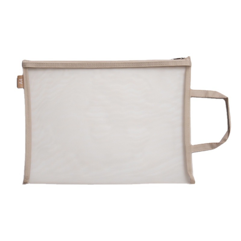 A4 Mesh Transparent Double Layer Document Bag Student Examination Stationery Zipper Storage Bag Office Document Archive Information Bag