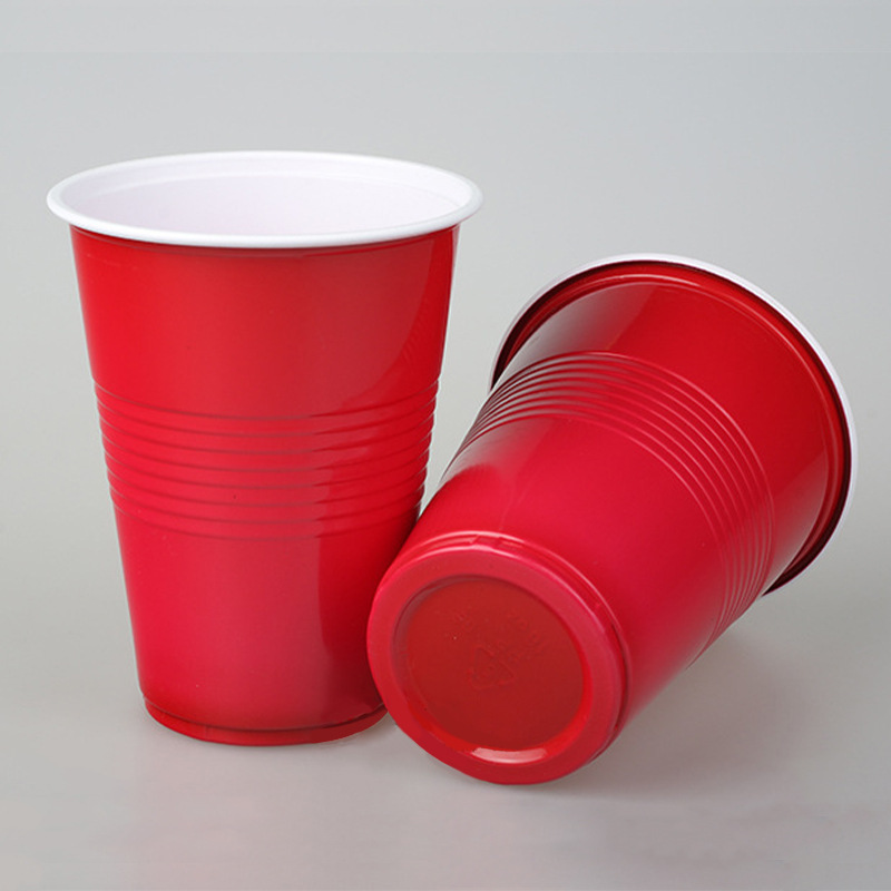 使い捨てプラスチックカップ二重プラスチックカップ長方形セット16oz二色カップビール卓球カップゲームカップ|undefined