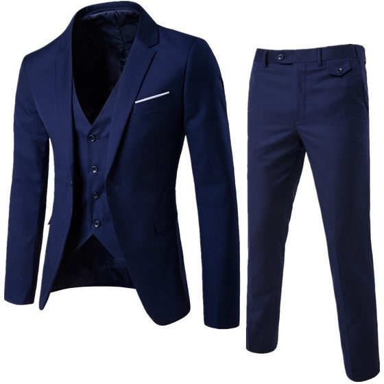 2023 Foreign Trade Four Seasons Business Casual Suit Three-piece Groom Best Man Wedding Suit 9-color S-6XL