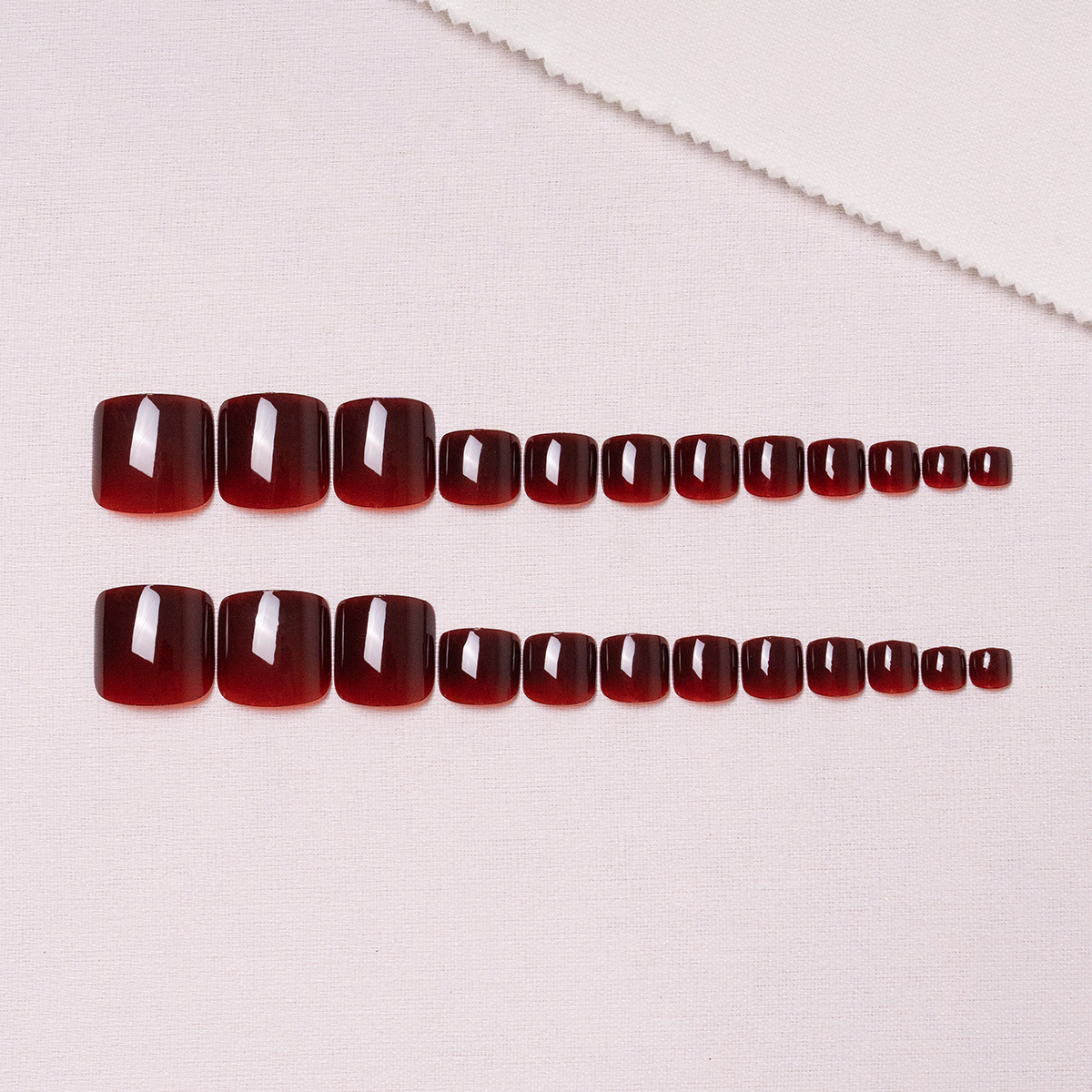 Simple Wearable Cherry Red Toenail Pieces Fake Nail Stickers Nail Stickers Removable Finished Products Wholesale