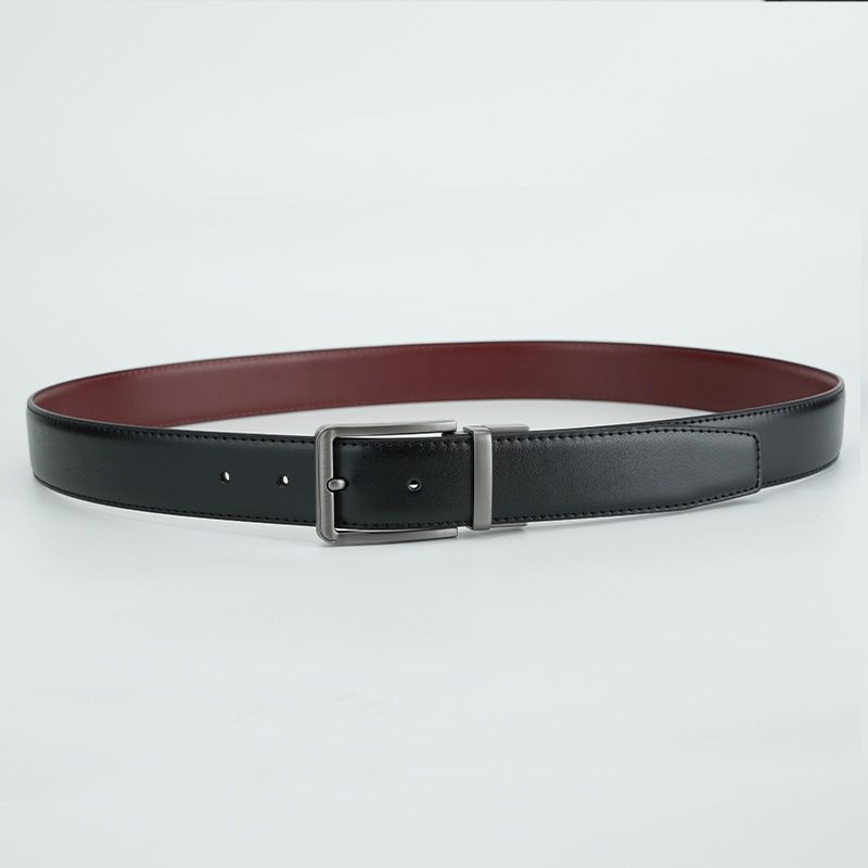 Men's leather belt double-sided rotatable pin buckle belt Belt Network popular cross-border leather belt men