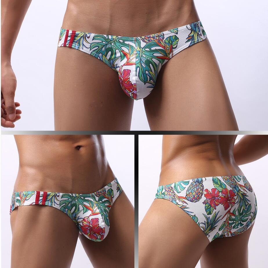 GAY European and American foreign trade low waist men's underwear head printing U convex mesh breathable moisture wicking small triangle E083