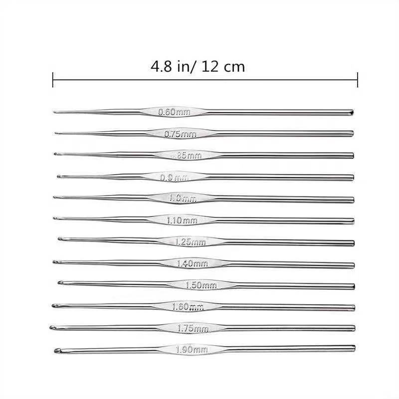 ステンレス鋼片頭フック針セット編みツール完全な仕様 L-12 家庭用耐久性のある縫製アクセサリー|undefined