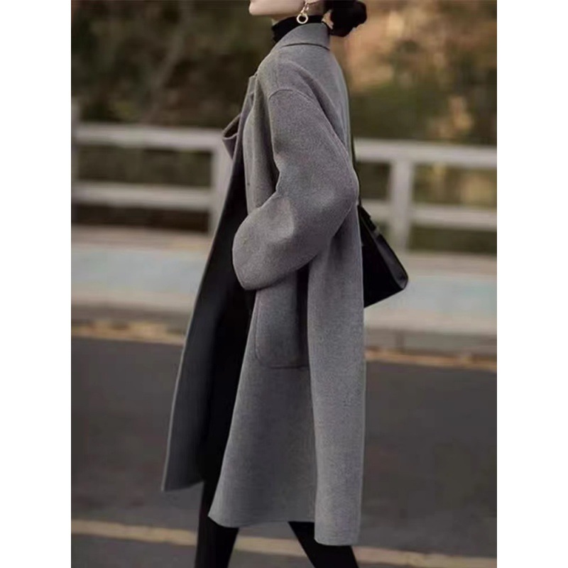 2023 autumn and winter New woolen coat for women plus size loose slimming mid-length small overcoat woolen coat_voghion.com