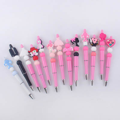 Barbie series girl's high-looking cute cartoon love ballpoint pen pink Series Multi-functional beaded pen