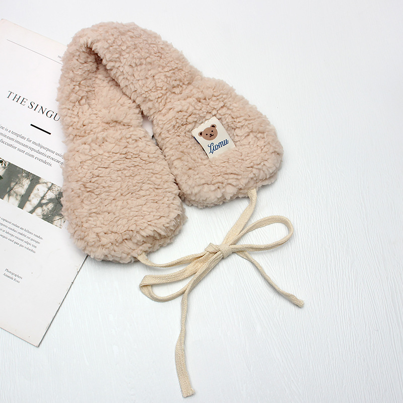2022 New Cute Cartoon Bear Plush Ear Warm Women's Winter Cycling Warm Foldable Ear Bag Student Earmuffs
