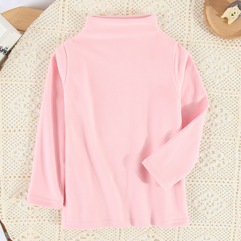 2023 Spring Children's Wear High-elastic Fleece Base Shirt Korean Mid-high Neck Body Heating Warm Children's Long-sleeved Top