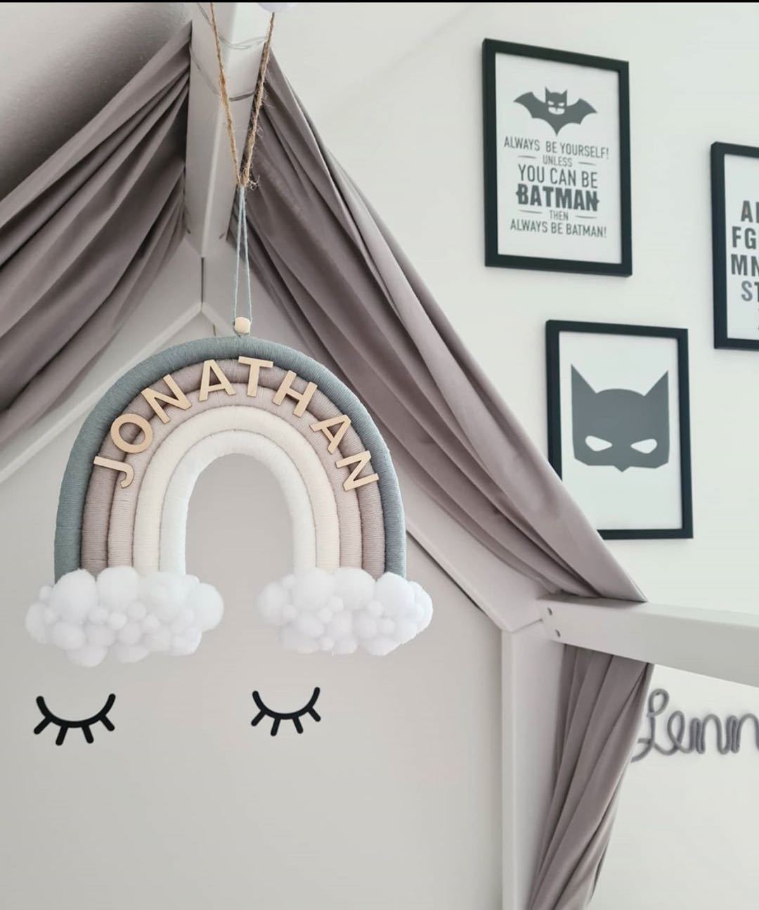 ins Decoration Nordic Style Clouds Rainbow Home Decoration Children's Room Decoration Pendant Woven Hanging Wall Decoration Hanging Decoration