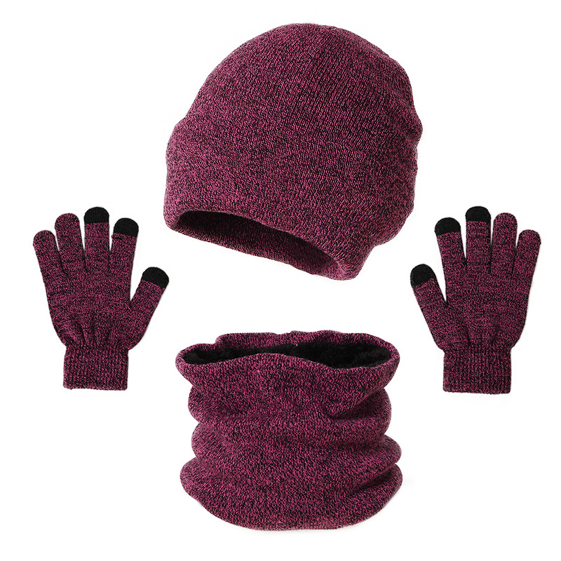 Cross-border exclusive for new foreign trade winter warm suit acrylic knitted wool hat scarf gloves three-piece set