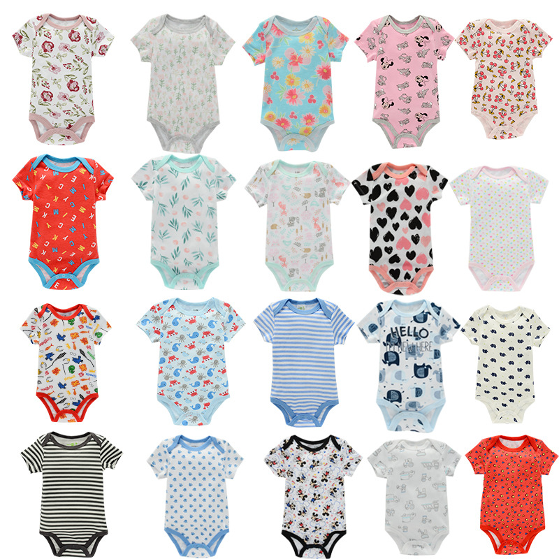 2024 Summer New Long-sleeved Short-sleeved Climbing Suit 0-1 Years Old Baby Cartoon Climbing Suit Foreign Trade Miscellaneous Long-sleeved Short Climbing Suit