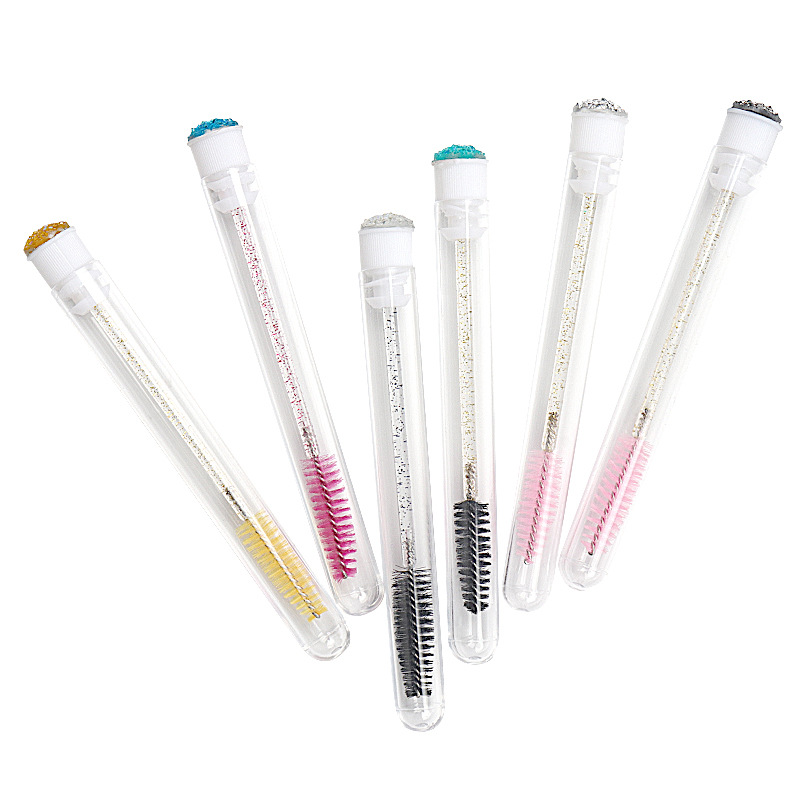 Eyelash Brush with Drill Tube Disposable Crystal Rod Eyelash Brush Curl Eyebrow Comb Portable Makeup Eyelash Brush