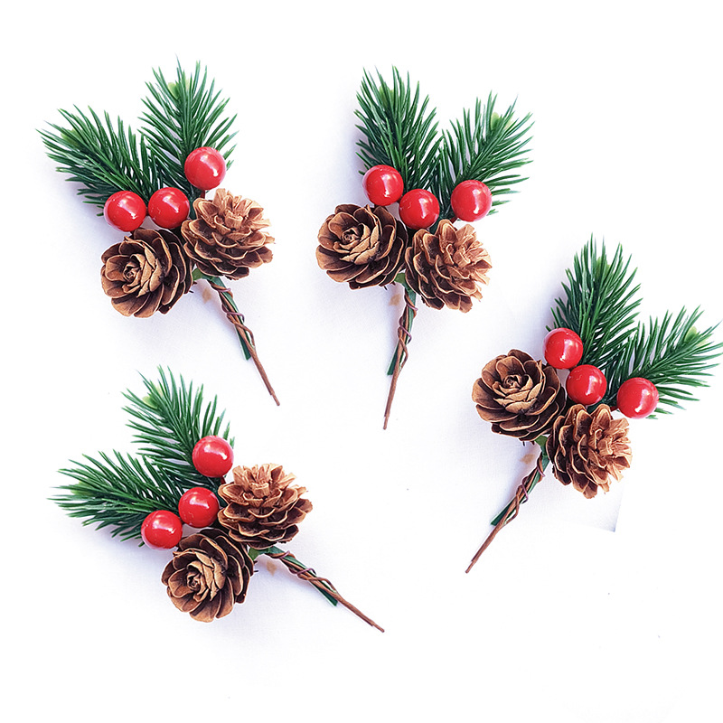 Christmas decoration simulation Christmas tree red pine cone pendant DIY packaging gift box decoration accessories Christmas pine needle