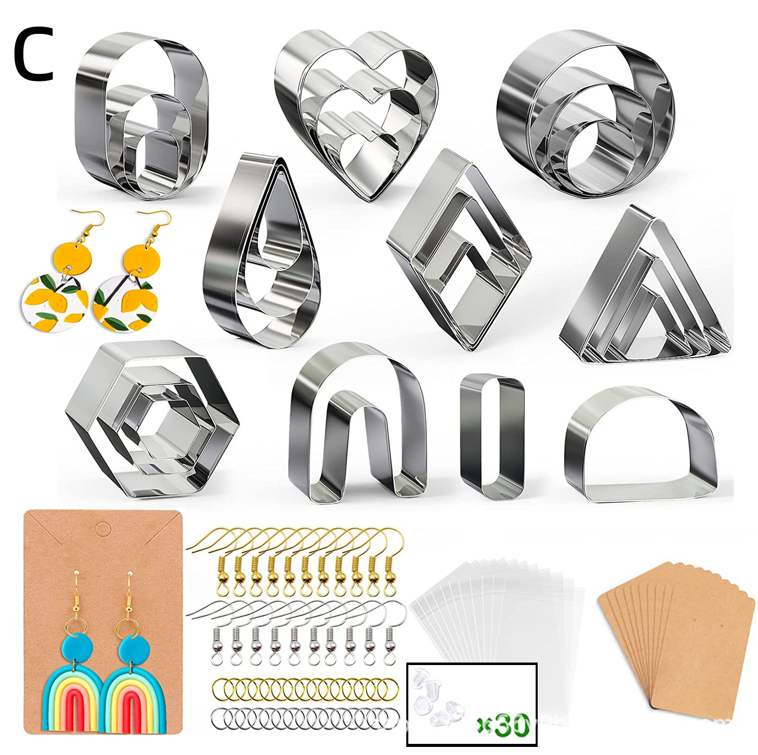 24 PCSD clay earrings cutter Jewelry earrings diy making color clay accessories with storage bag back cardboard