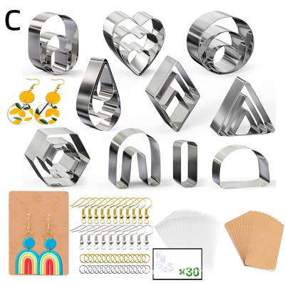 24 PCSD clay earrings cutter Jewelry earrings diy making color clay accessories with storage bag back cardboard