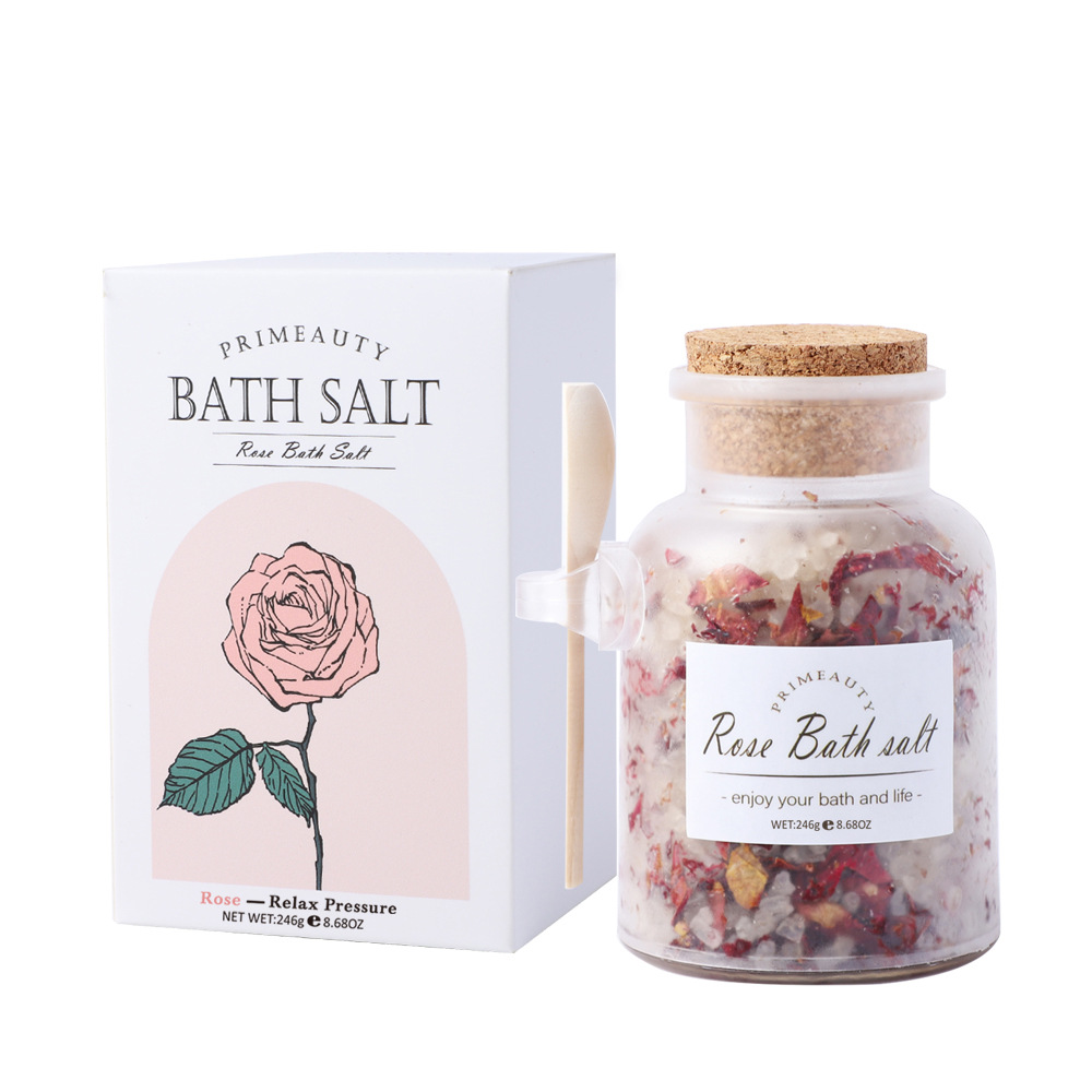 Cross-border manufacturers wholesale rose dried flower bath salt cleaning and moisturizing bath salt foot bath bath bath 2 in 1