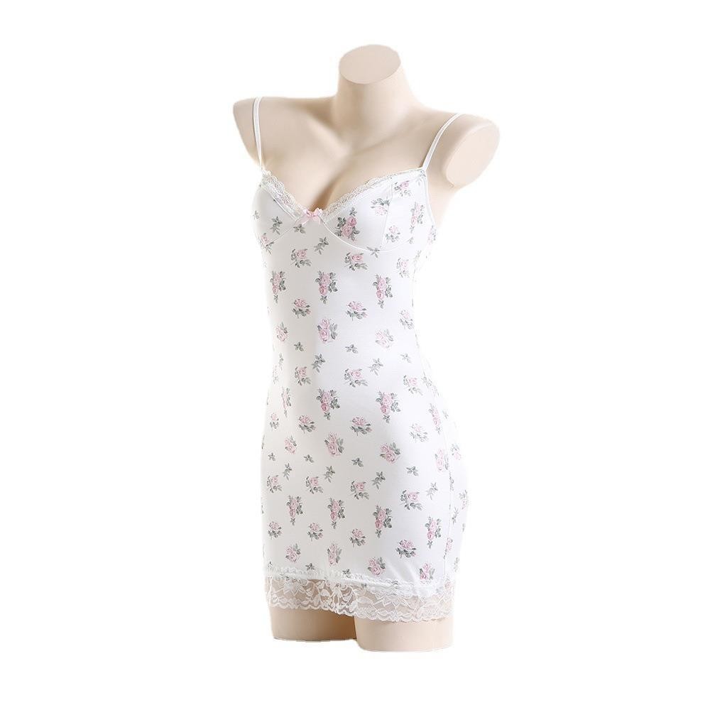 Sexy lingerie small floral contrast color lace stitching sexy low-cut pure desire style sling sheath sexy pure desire style_voghion.com