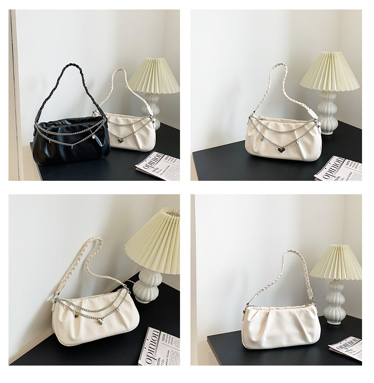 Niche Design Bag Women's Pleated Cloud Square Handbag Simple All-match Small Fresh Style Zipper Chain Underarm Bag_voghion.com