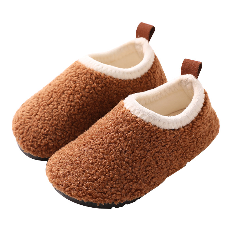 Velvet children's men's and women's floor socks shoes baby anti-slip bottom thickened autumn and winter new cotton shoes indoor home cotton slippers