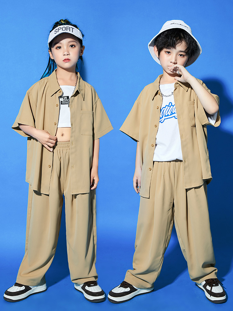 街舞兒童潮服男童夏季嘻哈演出服酷帥女童hiphop爵士舞表演服裝潮