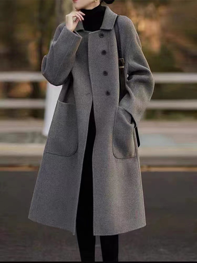2023 autumn and winter New woolen coat for women plus size loose slimming mid-length small overcoat woolen coat_voghion.com