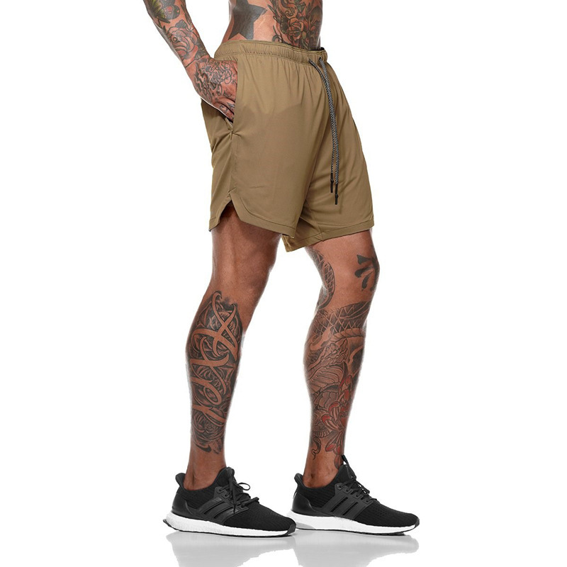 2023 Cross-border Double-layer Shorts Camouflage Summer Men's Large Size Five-point Quick-drying Breathable Fitness Sports Running Foreign Trade