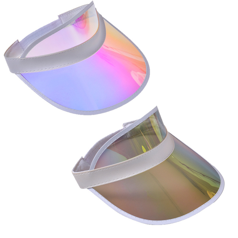 Laser sunscreen sun hat electroplated sun hat summer colorful iridescent sun hat pvc empty top hat visors