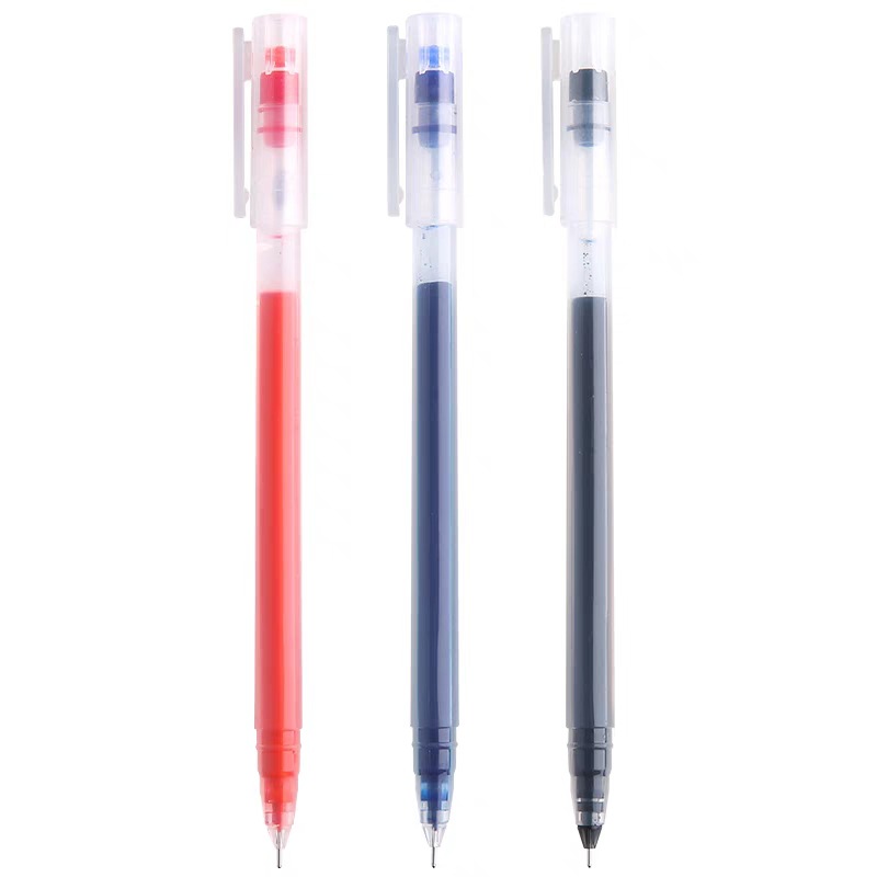 Juneng gel pen for students large capacity simple water pen 0.5mm full needle tube exam office integrated black pen