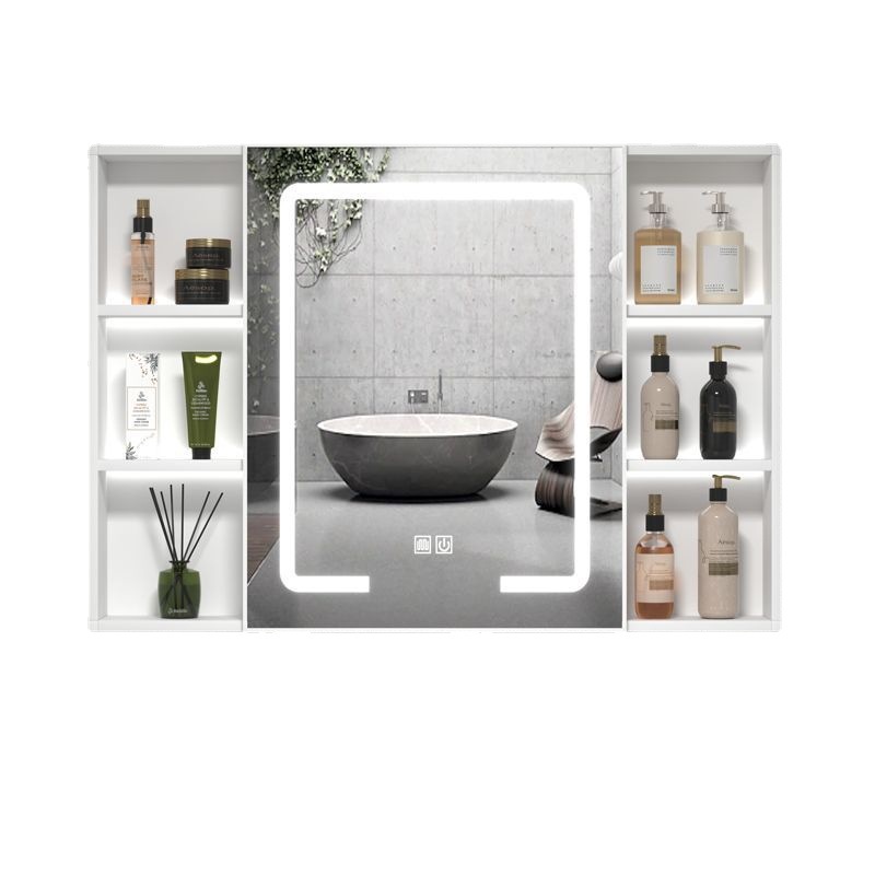 Space Aluminum Toilet Bathroom Intelligent Mirror Cabinet Bathroom Individual Storage Mirror Cabinet Wall-mounted Mirror Box Mirror Cabinet for Small Apartment