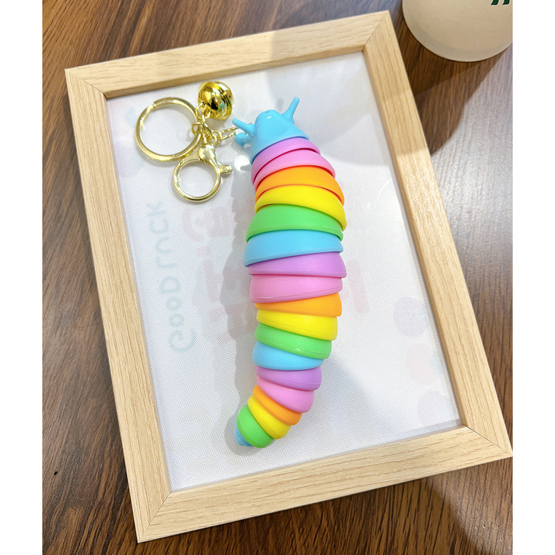 TikTok Explosive Car Color Pendant Fingertips Snail Slug Bag Toy Decompression Caterpillar Keychain Female