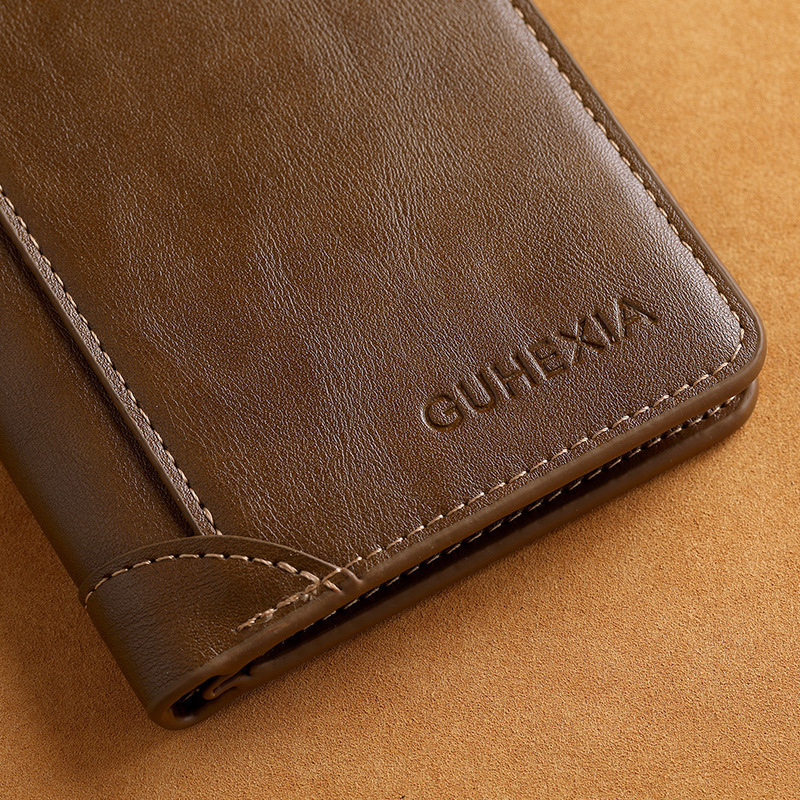 Wallet men's pu2023 new ultra-thin wallet with zipper soft wallet Trendy portable wholesale business retro