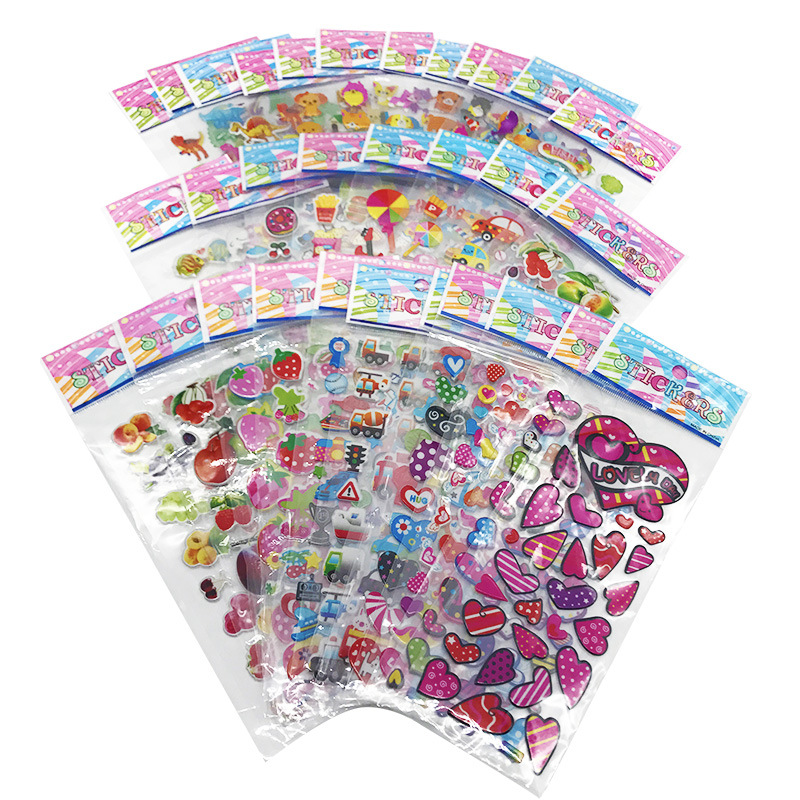 Children's Stickers Boys and Girls Little Princess Cartoon Stickers Anime 3d Bubble Sticky Book Kindergarten Reward Toys