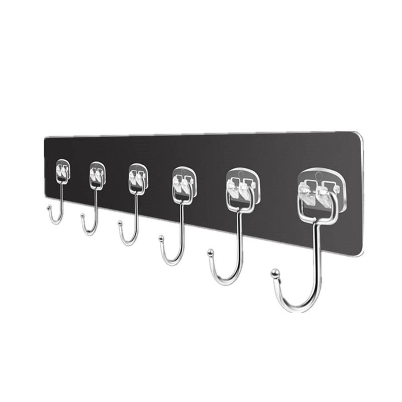 Enlarge even row hook door strong whole row of clothes hook toilet non-perforated wall Wall seamless hook