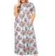 2024 summer European and American plus size women's wish Amazon short sleeve round neck solid color plus size dress printed dress