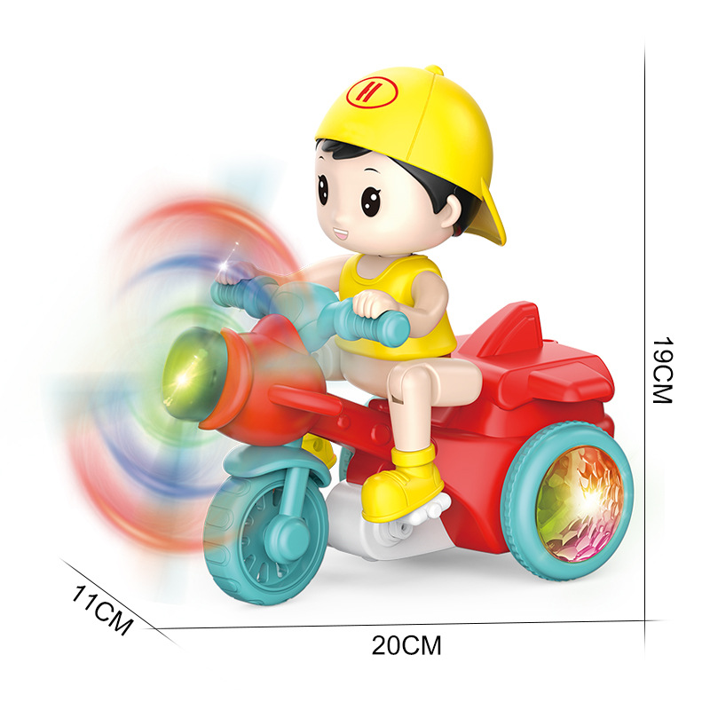 Cross-border children's electric stunt tricycle toy rotating light music cute motorcycle toy wholesale stall