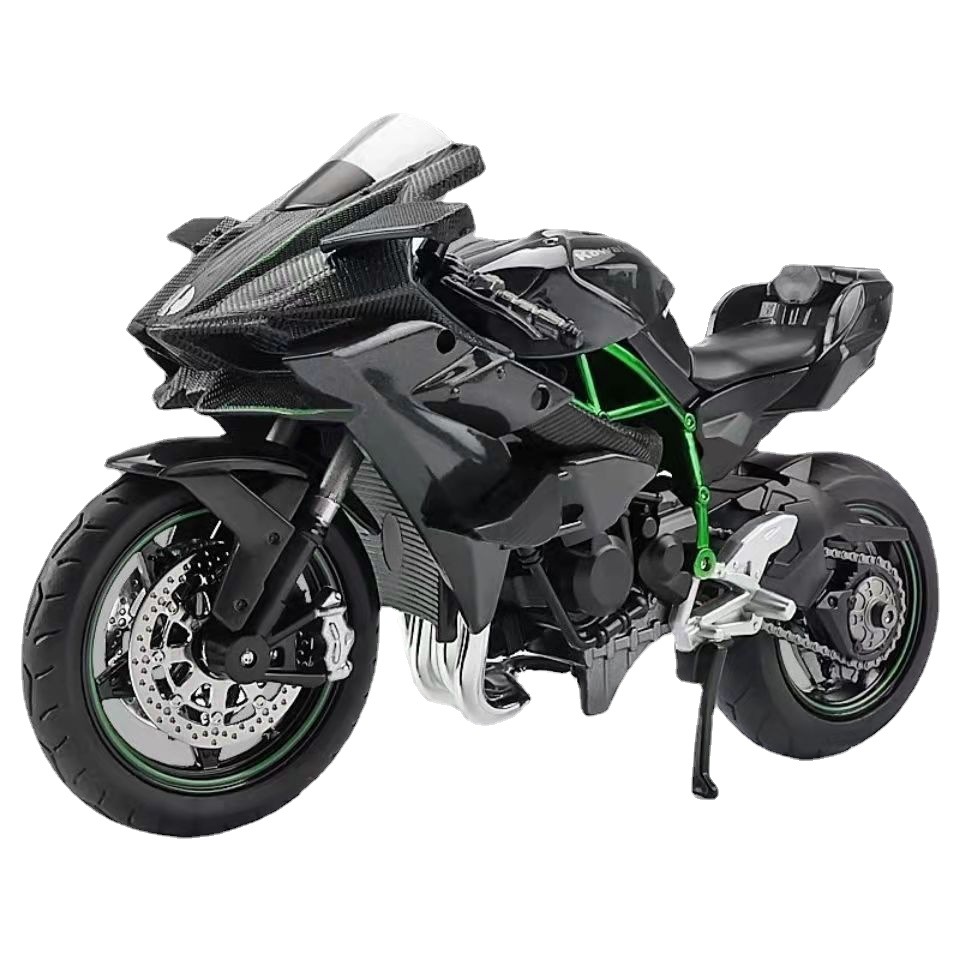 Huayi 1/12 Sichuan H2R simulation alloy motorcycle model children with sound and light sliding toy car model