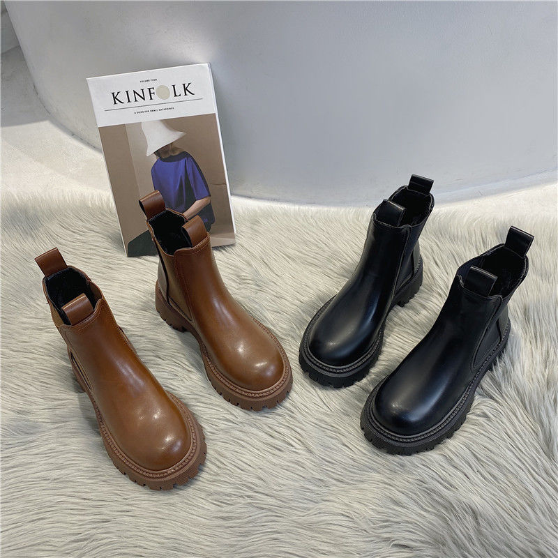 Cigarette Boots Martins Women's 2023 New Autumn and Winter Velvet Thickened Bottom Explosions Smoke Tube Chelsea Thin Ankle Boots