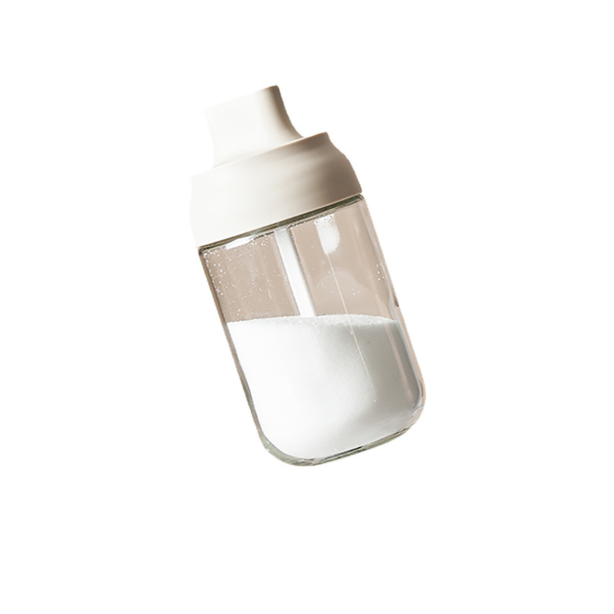 Factory with label moisture-proof lid spoon integrated seasoning bottle seasoning bottle transparent glass monosodium glutamate salt bottle seasoning bottle wholesale