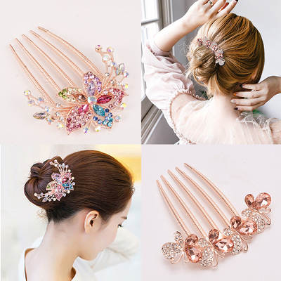 Hair Comb Women's Korean Rhinestone Hair Clip Adult Hair Clip Hair Clip Hair Hairpin Hair Artifact Back of Head Hair Accessories Headwear