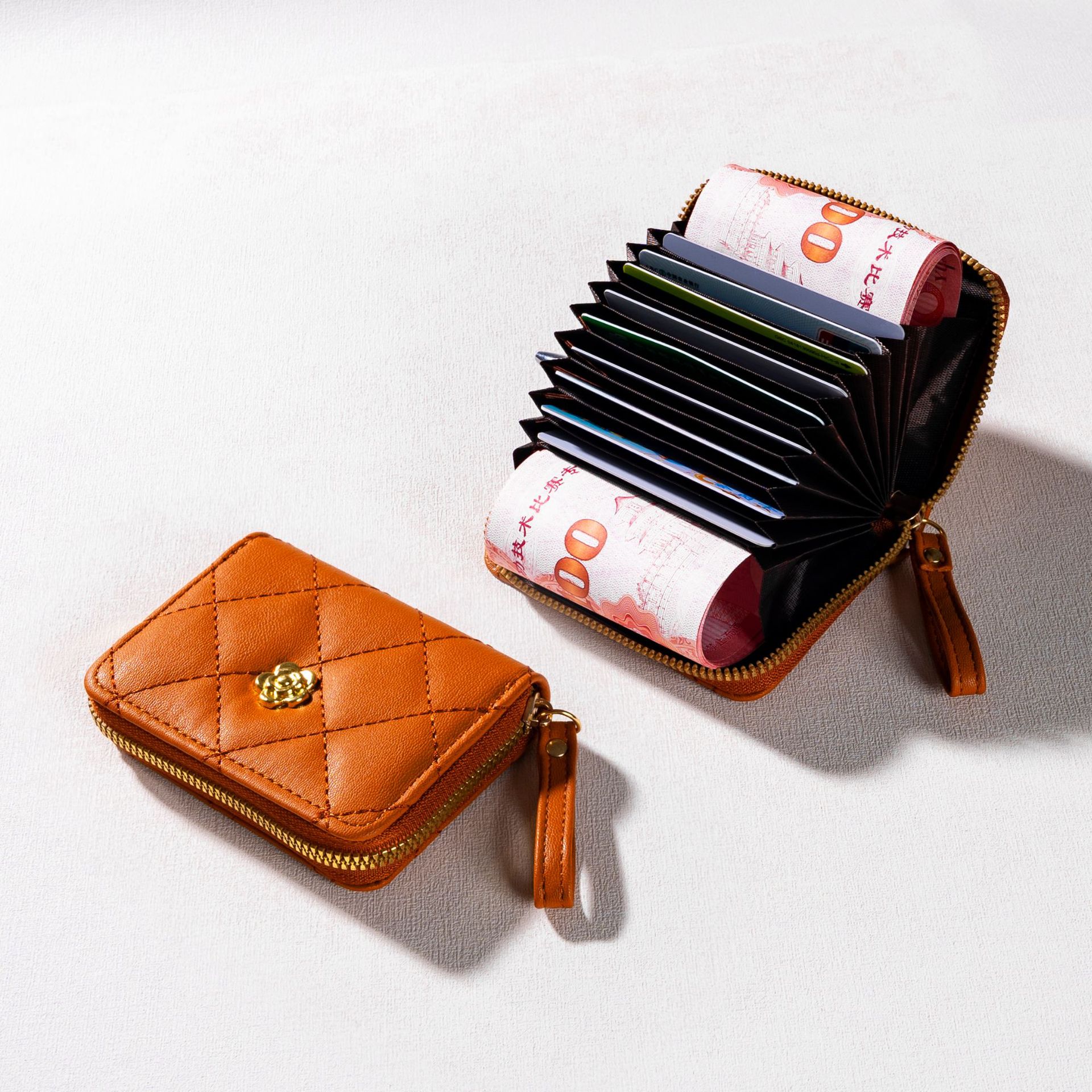 Chanel style rhombus light luxury women's organ card holder multi-card large capacity bank card storage bag mini coin purse