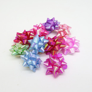Wedding supplies iridescent Iris ribbon star flower fireworks 2 inch ribbon flower Christmas gift packaging gift box decoration