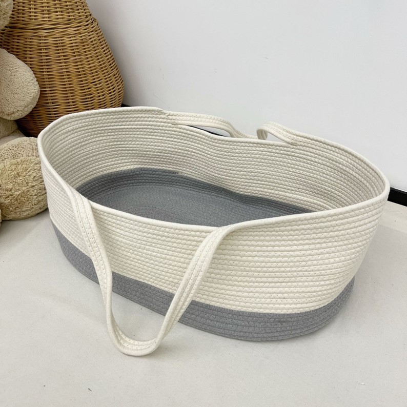 One-piece delivery baby basket portable newborn basket baby hand basket cotton rope woven baby basket cradle