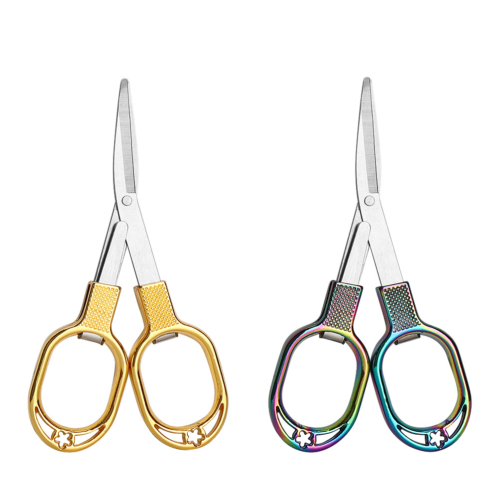 Boyue in stock Zinc Alloy 8-shaped Folding Small Scissors Travel Outdoor Portable Multi-functional Fishing Line Head Small Scissors