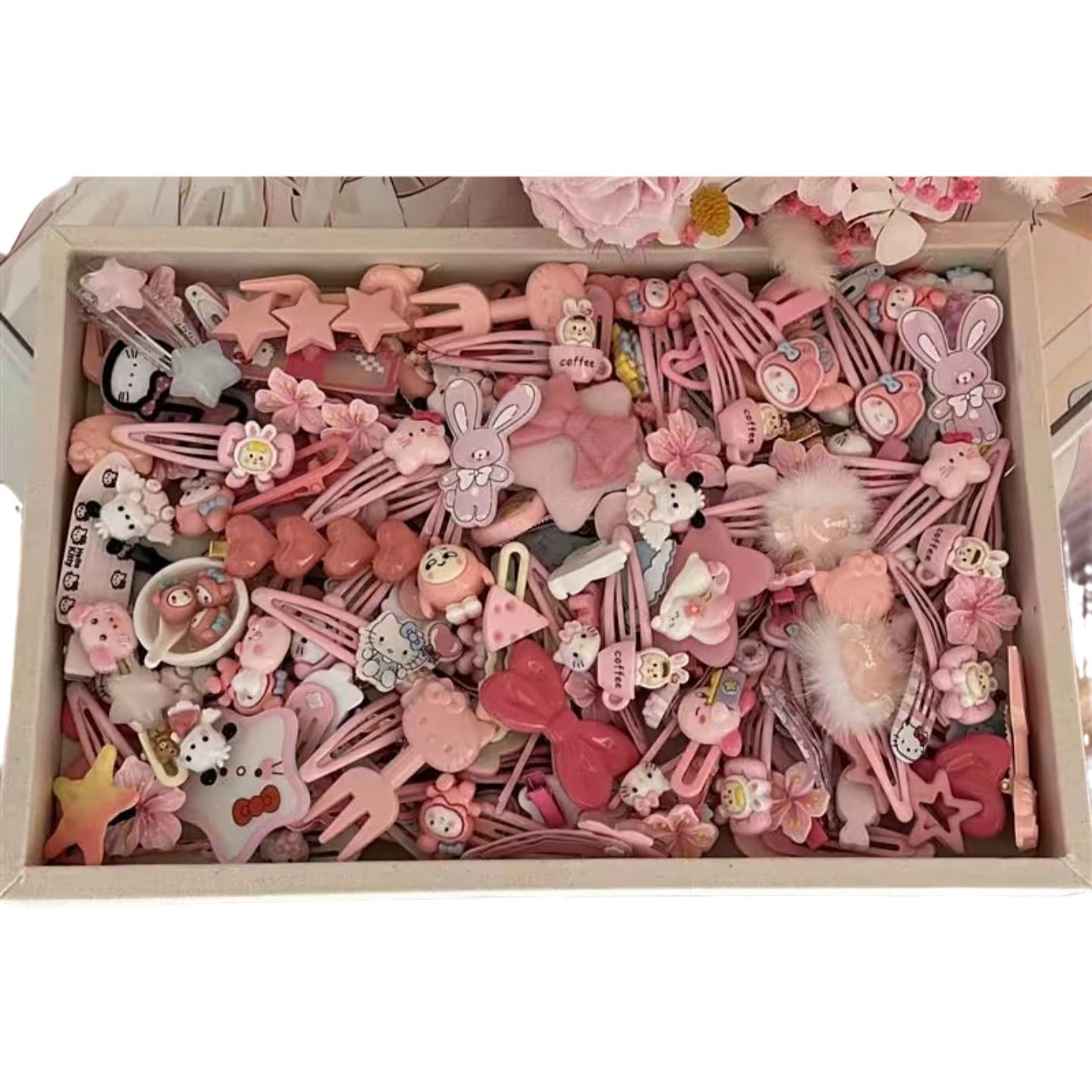 Pink Hairpin 50 Pack Cute Hairpin suit Sweet Girl Heart Bangs Clip Japanese Cartoon Headwear Clip
