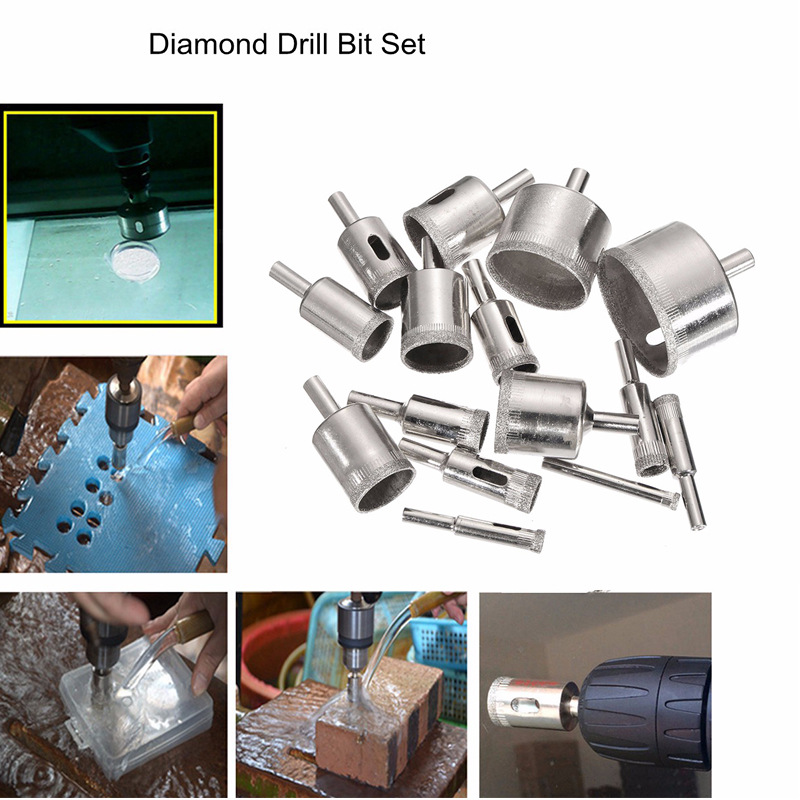 Cross-border 15-piece set 6-50cm diamond glass hole opener ceramic beads round grinding marble drill