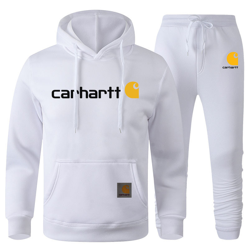 Cross-border Amazon tide brand carhartt letters mango printed sweater suit men's and women's fleece-lined hoodie wholesale