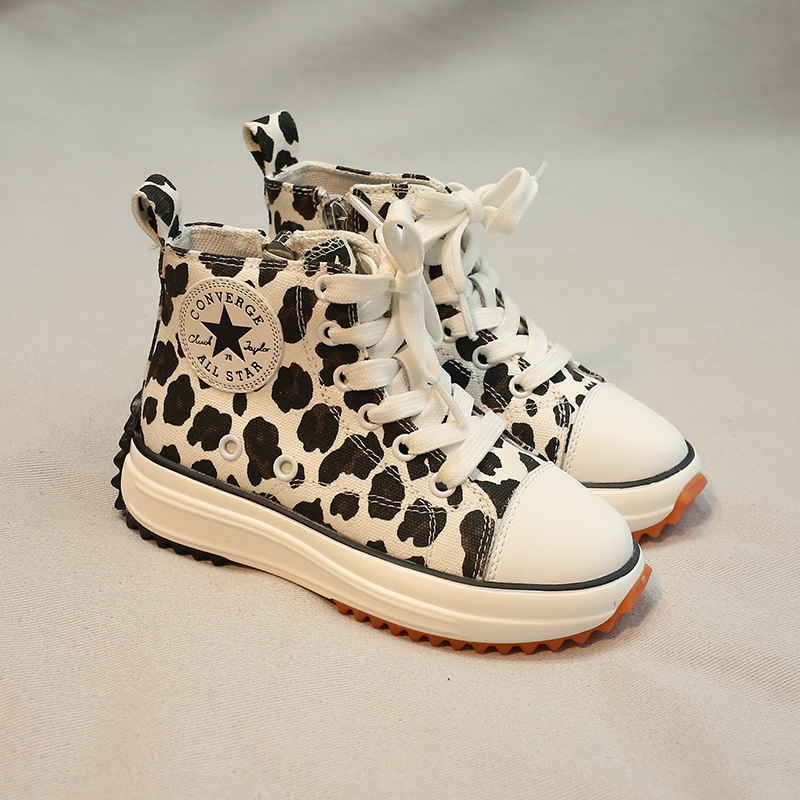 Boys Canvas Shoes 2023 Spring and Autumn Mid-high Top Girls' Cloth Single-layer Shoes Lightweight Children's Casual Shoes Xiao Zhan Same Style Children's Shoes