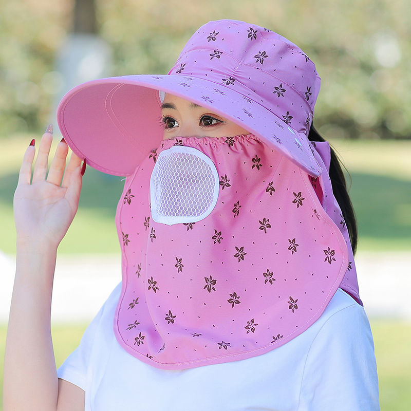 Sun Hat Women's Sunscreen Face-Covering Anti-Ultraviolet Big Brim Tea-Picking Hat Neck Riding Hat Women's Summer Cool Hat Wholesale